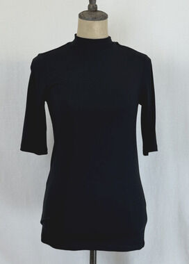 NWT Soya Concept Black Mock Neck Top Elbow Sleeves SZ XS #0423